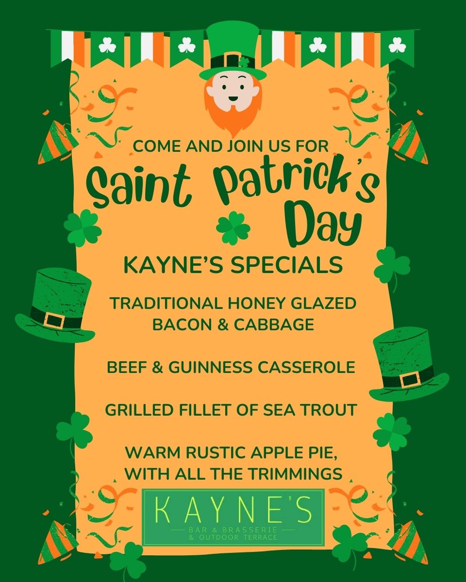 ☘️ St. Patrick’s day at Kayne’s ☘️
The parade drums will be beating, the streets of Killarney will be buzzing, and the perfect spot to pause, celebrate, &amp; indulge awaits
📍 Kayne’s Bar &amp; Brasserie☘️
⏰ From 12:30pm tomorrow☘️
#stpatricksdaykillarney #kayneskillarney #supportlocal