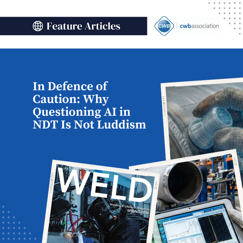 cwbgroupwelding's tweet image. You can now access our WELD Magazine Feature Articles directly! Check out the latest, titled: In Defence of Caution: Why Questioning AI in NDT Is Not Luddism

Learn More: ow.ly/H9pz50YrNHR

#WELD #Article #Welding #Publication #NDT