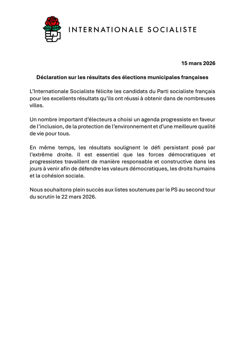 Socialist International tweet media