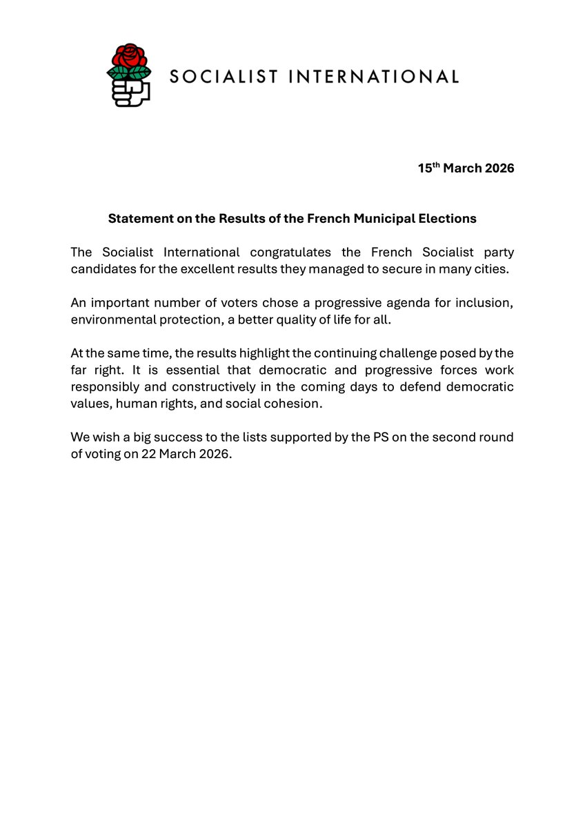 Socialist International tweet media