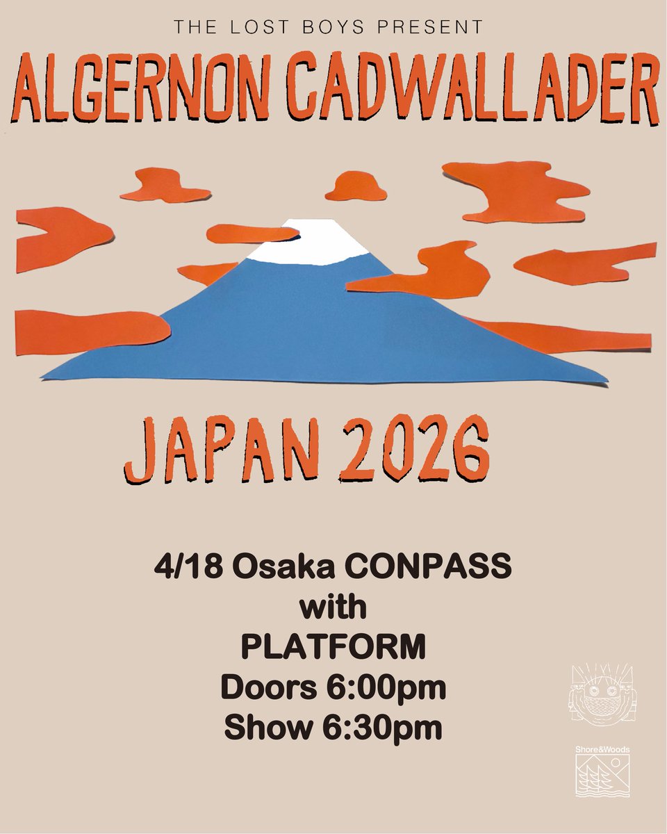ALGERNON CADWALLADER来日ツワーゲスト発表②

4/14 福岡 KIETH FLACK
🎸PEAR OF THE WEST
DJ: SHOWY (KIETH FLACK ROCKS)

4/15 熊本 NAVARO
🥁yard rat &amp; futurina

4/17 高松 燦庫
🎤How to draw A castle &amp; alligator 13 foot

4/18 大阪 CONPASS
🪇PLATFORM

🎫 eplus.jp/algernon2026/