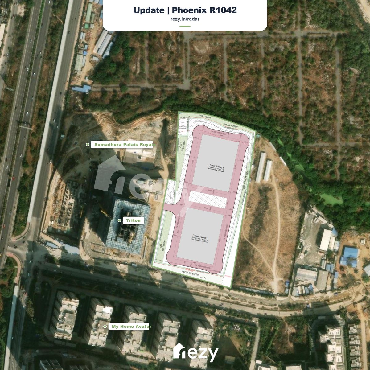 rezy_in's tweet photo. 🔔 Proposal Update - Phoenix has revised its plans for the residential proposal beside Triton (Near My Home Avatar) to IT/Office Space.
The amended proposal features 1 IT/Office tower, with 2 wings of 50 floors each.
#rezy #HyderabadRealEstate 🏢 https://t.co/th6Sn5xmP4