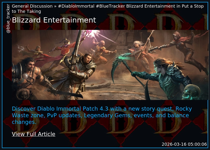 #DiabloImmortal #BlueTracker
Blizzard Entertainment in Put a Stop to The Taking
us.forums.blizzard.com/en/diablo-immo…