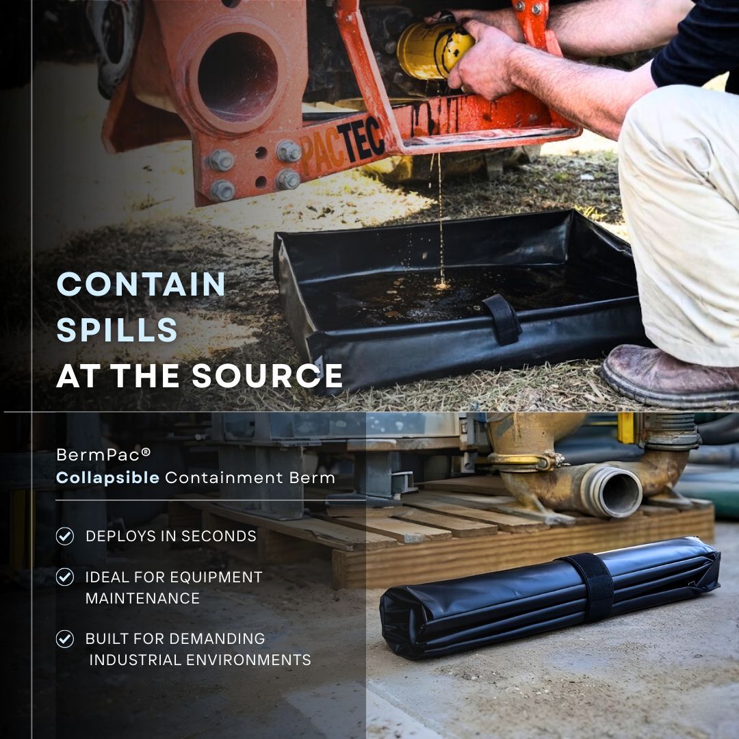 pactec's tweet photo. The BermPac® Collapsible Containment Berm is designed to capture your toughest spills, ensuring your site stays compliant and your environment stays clean. Check it out on our PacTec's Youtube channel ➡️ https://t.co/etIwKgNq7i https://t.co/NqmgUpJqw7