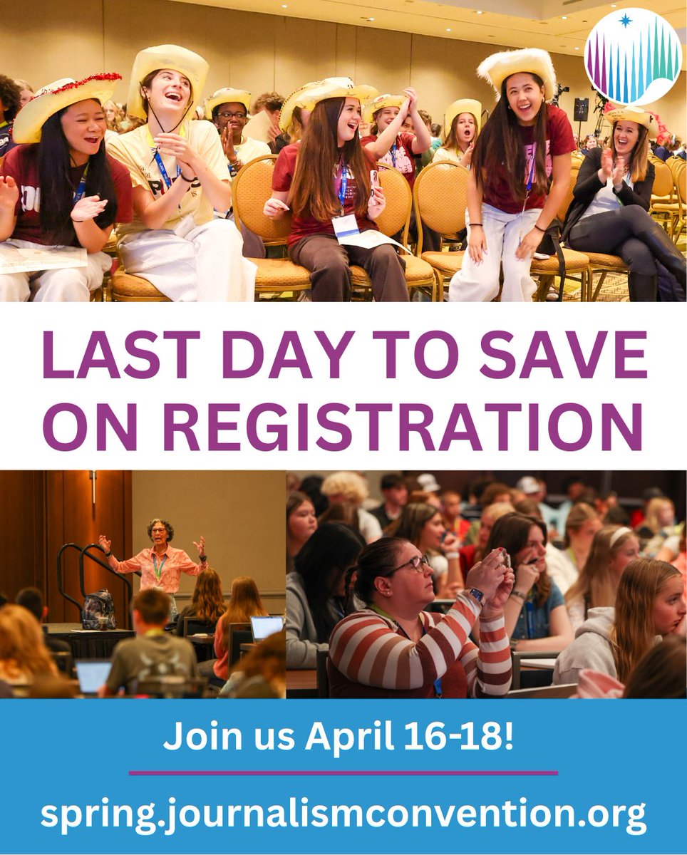 nhsjc's tweet photo. Today is your LAST DAY to save on your #NHSJC registration! You can sign up for preconvention workshops, media tours, on-site media critiques, NSMCs and so much more online: https://t.co/WKcJ536KXu https://t.co/E6s4MnaYWh