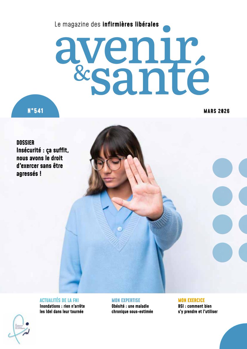 📰 Le numéro de mars (n°541) d'Avenir &amp; Santé est arrivé !

Au sommaire :
DOSSIER : Insécurité : ça suffit, nous avons le droit d'exercer sans être agressés !
ACTUALITÉS DE LA FNI : Inondations : rien n'arrête les idel dans leur tournée
MON EXPERTISE : Obésité : une maladie