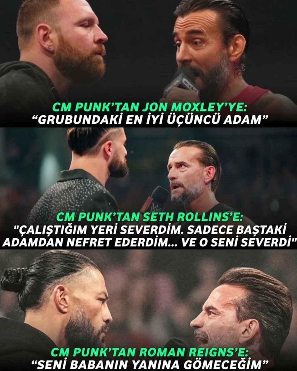 GuresTurkiye's tweet image. SHIELD VS PUNK

CM Punk, kariyeri boyunca The Shield ekibinin her üyesiyle en az bir kez karşı karşıya geldi. Ayrıca mikrofon becerileriyle bilinen Punk, onlarla acımadan konuştu.

#WWE #RomanReigns #CMPunk #Spor #Güreş