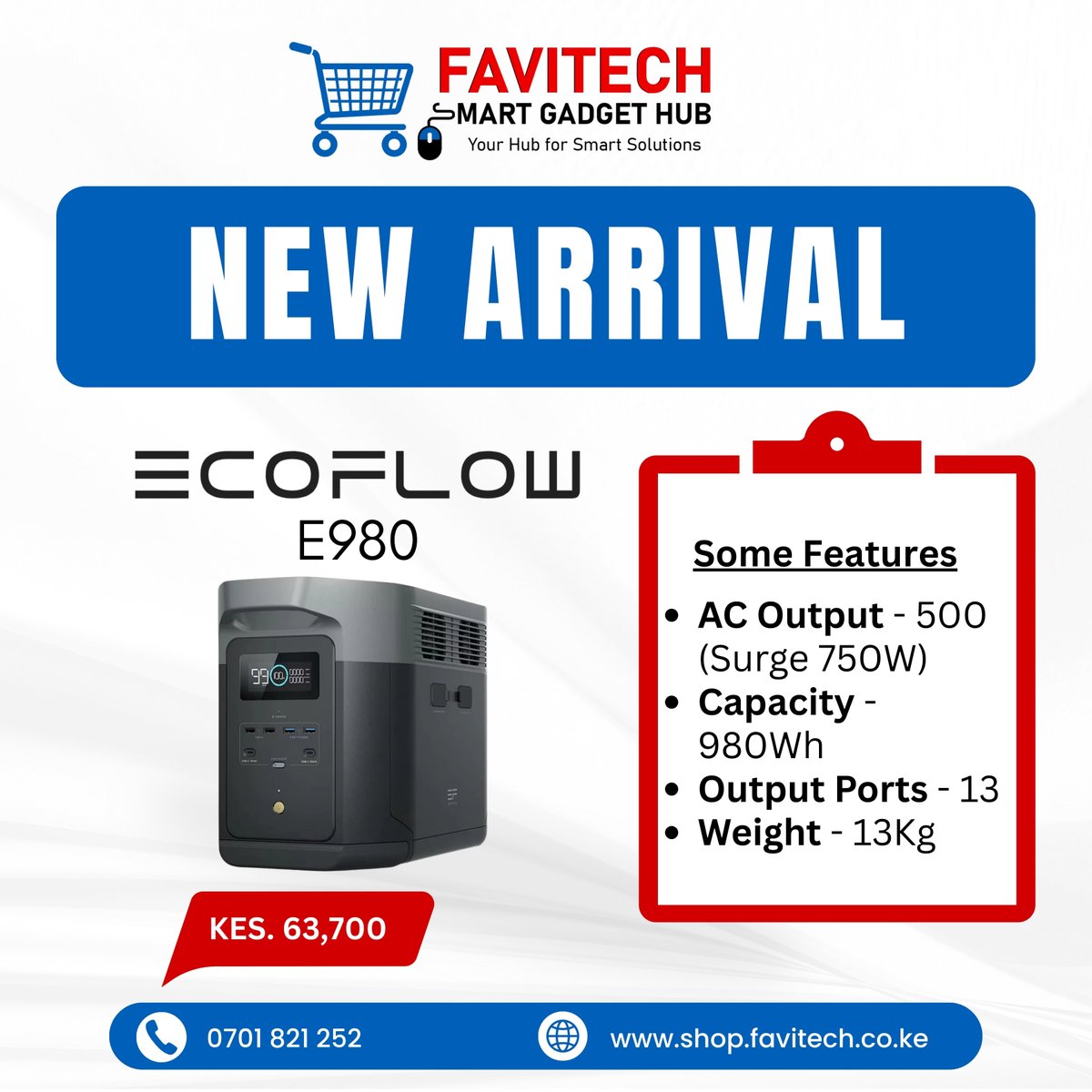 favitechl's tweet photo. ⚡ NEW STOCK ALERT – EcoFlow Portable Power Stations ⚡

Reliable backup power is now available!

🔋 EcoFlow River 3 – KSh 32,000
🔋 EcoFlow River 3 Plus – KSh 40,500
🔋 EcoFlow E980 – KSh 63,700
🔋 EcoFlow Delta 3 – KSh 97,200

📞 Call / WhatsApp: 0701821252 https://t.co/59jE1r6fcB