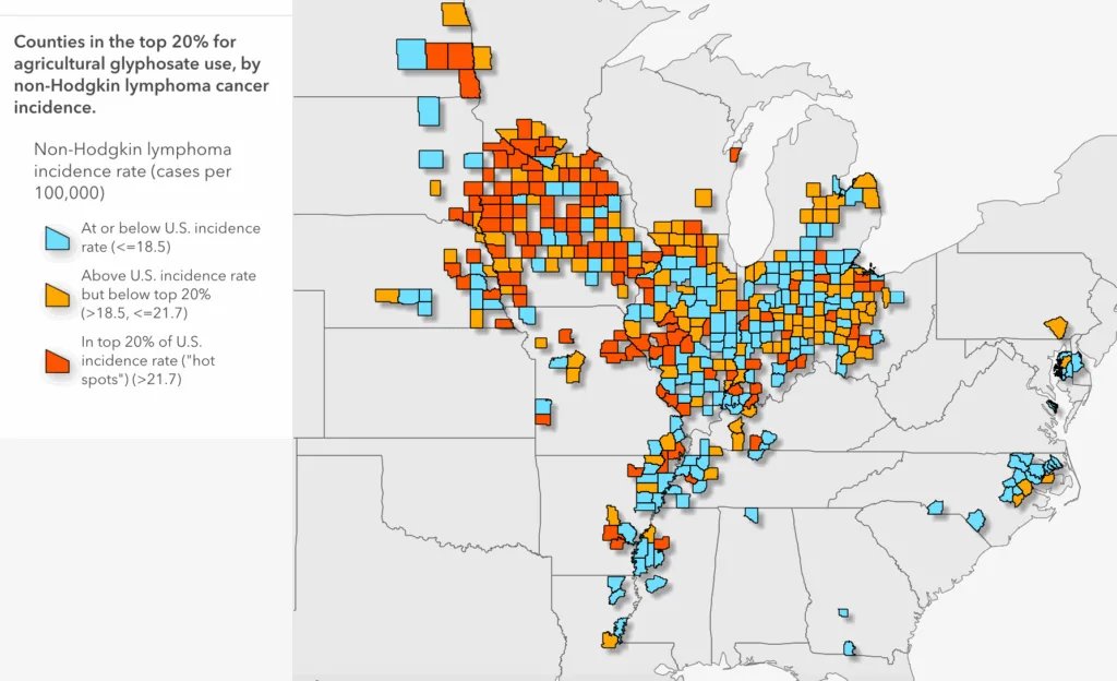 Report: Counties that spray the most glyphosate have higher non-Hodgkin lymphoma rates: yahoo.com/news/articles/…