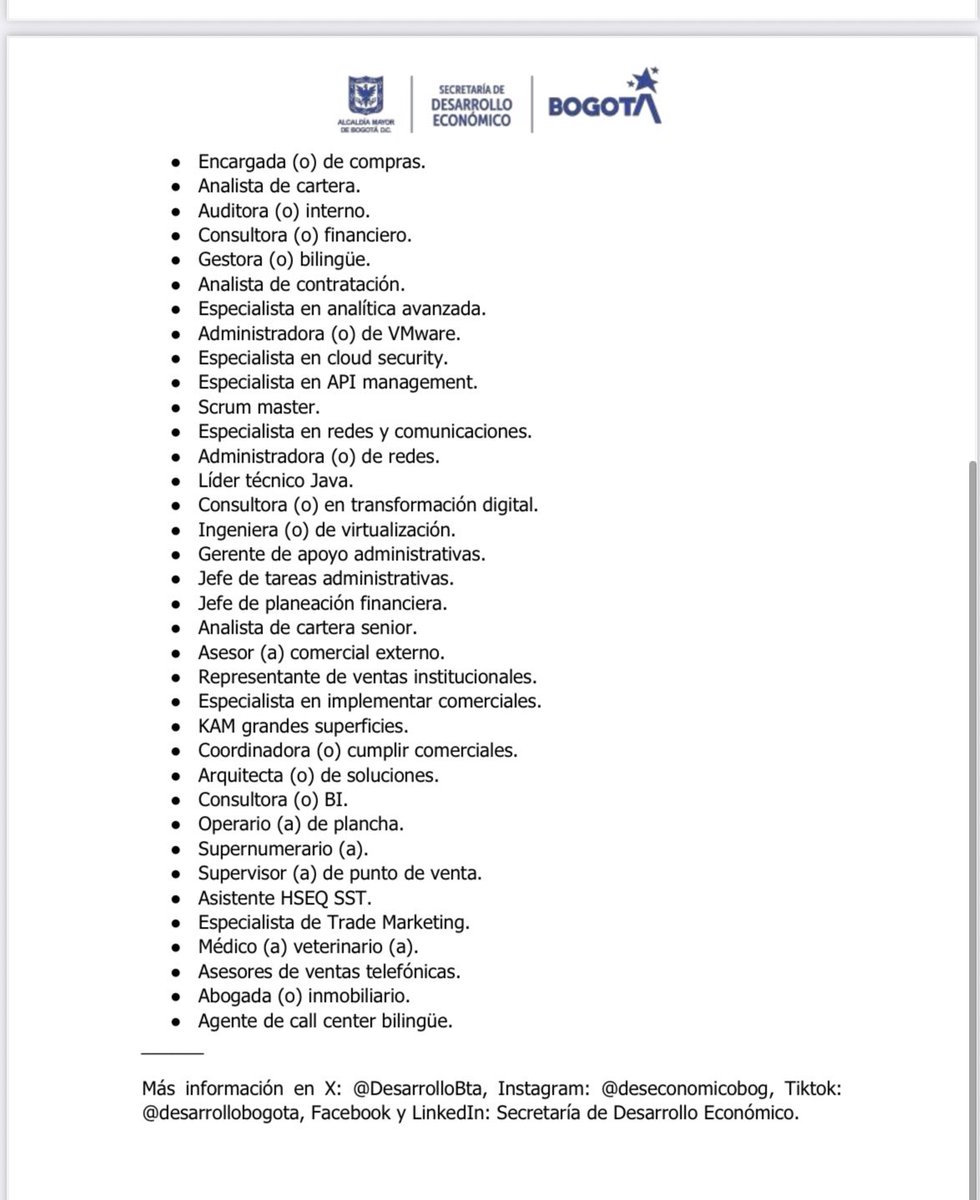 Yanelda's tweet photo. #EmpleoSiHay Aquí las ofertas de la @DesarrolloBta en Bogotá. Esto puede ayudar a muchos que están buscando trabajo: https://t.co/zRiNKRWIL3