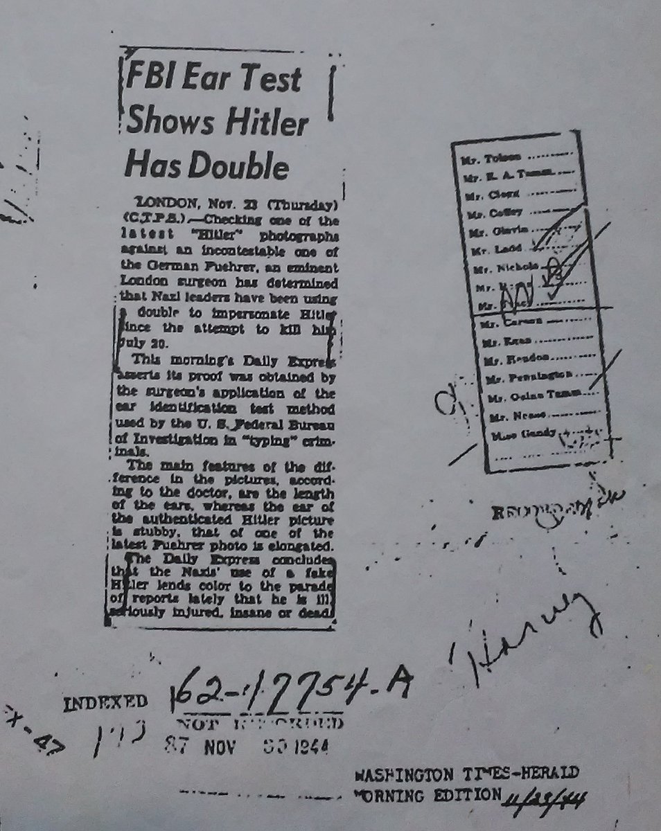 Identifican a doble de Adolf H. por sus orejas (1944)