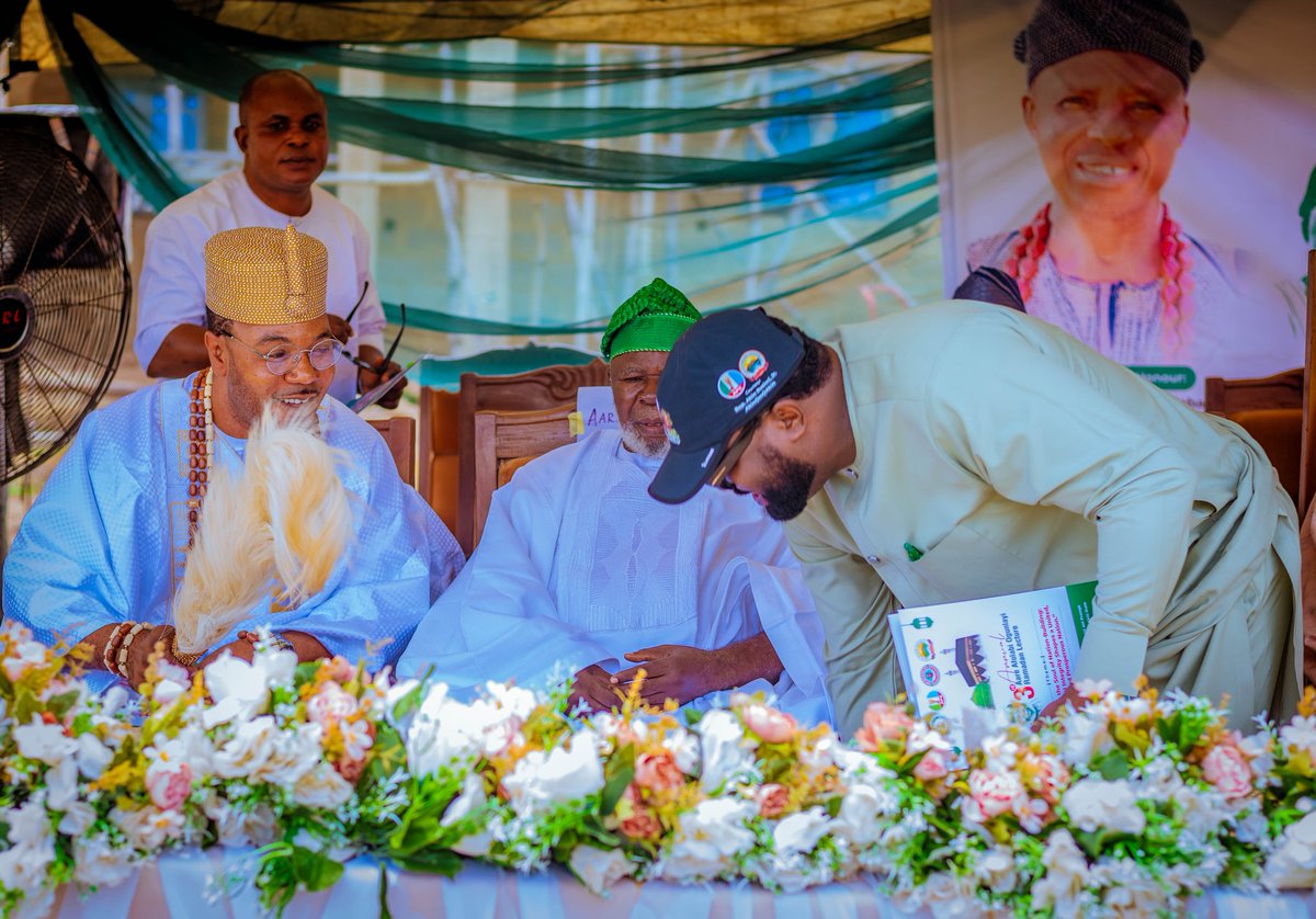 repakinrotimijr's tweet photo. AkinỌmỌAkin Appreciates Royal Fathers, Leaders, Constituents for Successful 3rd Aare Afolabi Ogunlayi Ramadan Lecture

On Saturday, the AOA Constituency Office was honoured to host our revered royal fathers, respected religious leaders, scholars, community leaders, and constituents at the 3rd Annual Aare Afolabi Ogunlayi Ramadan Lecture, held in Oke Ayedun, Ajoni LCDA, Ekiti State.

Now in its third edition, the lecture continues to serve as a town hall gathering for Muslim constituents, and as an important platform for spiritual reflection, intellectual engagement, and community dialogue, bringing people together to reflect on how faith, morality, and civic responsibility contribute to nation-building.

This year’s theme, “Taqwa as the Soul of Nation-Building: How Personal Integrity Shapes a United, Peaceful, and Prosperous Nation,” reminds us that the strength of any nation ultimately rests on the character of its people and the values of integrity, justice, compassion, and accountability.

We were privileged to receive profound insights from our distinguished lecturer, Dr. Musa Adebayo Idris, Associate Professor of Mining Engineering at the Federal University of Technology, Akure (FUTA) and Chief Imam of the Muslim community at the university. His reflections highlighted the powerful link between personal morality and responsible leadership.

I sincerely appreciate the Patron of this lecture series, Aare Sulaimon Afolabi Ogunlayi, National Vice President of the Ansar-ud-Deen Society of Nigeria, for his enduring commitment to faith and community development.

I also extend my profound appreciation to our Chief Host, His Royal Majesty, Oba Sir Olufemi Aribisala, Orayegbotedumore, Gbot’ulu, the Alaaye of Oke Ayedun-Ekiti, for his warm hospitality. I equally thank our Special Guest of Honour, His Royal Majesty, Oba Azeez Kareem Adebanjo, the Olu of Itapaji-Ekiti; as well as His Royal Majesty, Oba Olasahinde Ilugbusi, the Elesun of Esun-Ekiti; and His Royal Majesty, Oba Adamo Babalola, the Onitaji of Itaji-Ekiti, for their presence and royal blessings.

I also acknowledge the presence of the Chairman of Ikole Local Government, Hon. Bayo Omojola, whose leadership continues to support development efforts across the local government.

Also in attendance were members of the Ekiti State House of Assembly: Hon. Femi Fatunla, Member representing Ikole Constituency I; Hon. Idowu Odebunmi, Member representing Oye Constituency II; Hon. Abimbola Christiana Solanke, Member representing Moba Constituency I; Hon. Iyabo Fakunle-Okieimen, Member representing Ilejemeje Constituency; and Alhaja Maryam Bimbola Ogunlade, Member representing Emure Constituency I, whose presence reflects our shared commitment to the progress of our communities.

Special appreciation also goes to Pastor J.B. Folorunsho, Special Adviser on Bureau of Public Procurement (BPP), and my leader, Chief Oladele Adeniyi, Board Chairman of the Ekiti State Waste Management Authority, for their presence and support.

Ramadan remains a season of reflection and moral renewal. May its lessons continue to guide us as we work together to build stronger, more united, and more prosperous communities across Ekiti North 1 and beyond.

AkinỌmỌAkin
Monday, March 16, 2026