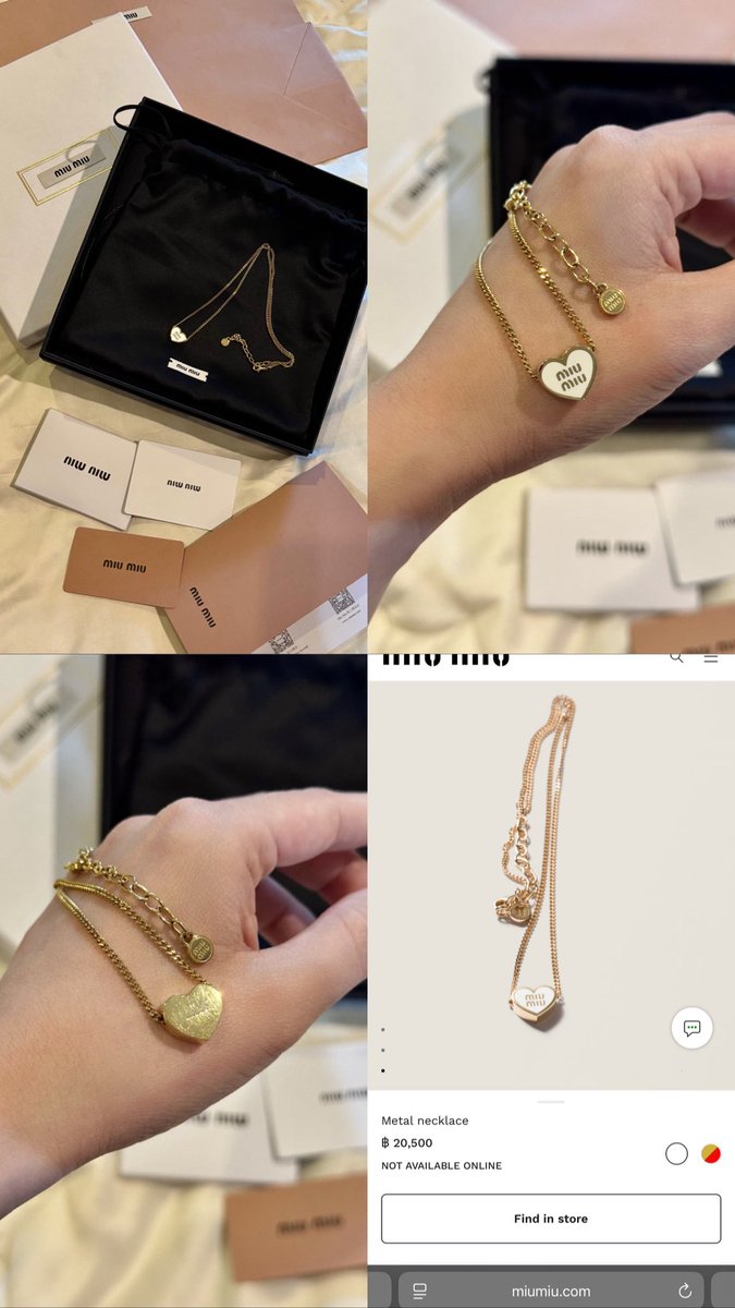 DeepPassion8's tweet photo. Miu Miu Metal Heart Necklace Gold White 
Full set + ใบเสร็จ 10/2025

สร้อยคอมิวมิวหัวใจสีฮิต รุ่นลิมิเต็ด ไม่เข้าไทย
ใส่ไปแค่ไม่กี่ครั้ง สภาพเหมือนออกจากช็อป

🤍 15,000
พร้อมโอนลดได้อีกค่า

#ส่งต่อ #ส่งต่อแบรนด์เนม #MiuMiu #แบรนด์เนมมือสอง https://t.co/eDVWv8ympo