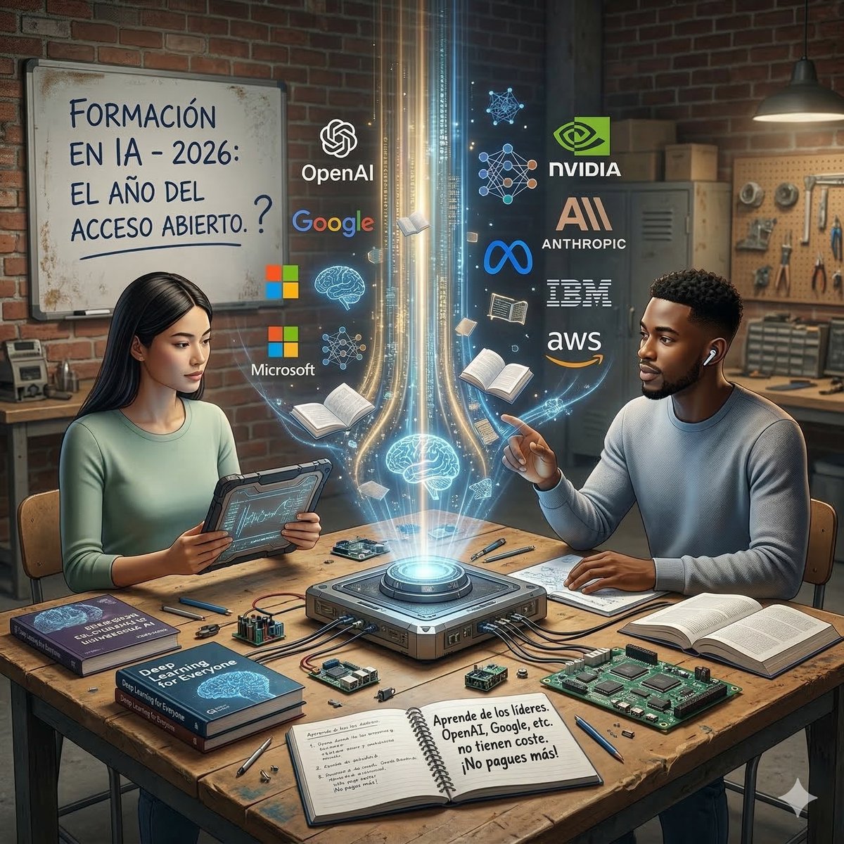 brankozabala's tweet photo. Anoche en vez de ver los debates, vi un video que afirmaba que muy pronto la educación iba a ser gratuita en todo el mundo, incluso la universitaria. Me pareció interesante el concepto y no muy lejano de la realidad ya que ahora el que no aprende es porque no quiere.

Aquí les dejo algunos cursos de inteligencia artificial y web3 que he venido guardando, completamente gratuitos, y que provienen de muchas de las mismas empresas que lideran la industria. La mayoría son en inglés pero está la IA para traducir.

🤖 Cursos de IA para devs

Anthropic
https://t.co/ikvAWTVkd2

OpenAI
https://t.co/9QgJurbKZY

Google
https://t.co/nC7sAjhJzZ

Meta
https://t.co/guXgPlifgk

Microsoft
https://t.co/u1rGHFXPoX

NVIDIA (CUDA)
https://t.co/oleP83F027

IBM
https://t.co/57QPRFFvJw

AWS
https://t.co/E9JYh6DwPK

🚀 Cursos de Agentic, Deep Learning y GenAI

DeepLearningAI
https://t.co/h6OaC9Bmgd
- Vibe coding with replit
- Machine Learning
- Multi AI Agents

Hugging Face
https://t.co/UNUYYJaPP2

Fast AI
https://t.co/Kjk3g4CyNT

Full Stack Deep Learning
https://t.co/aWj7ztA63G

freeCodeCamp
https://t.co/K7CLqJAO0L
- GenAI en YouTube
- OpenClaw

⛓️‍💥 Cursos de Web3 y Blockchain

Ethereum
https://t.co/N2Lk8Etcmw

Alchemy University
https://t.co/bEE9vgQgyO

Solana University
https://t.co/AeKzNaiaPn

Chainlink Education
https://t.co/QlH5cTyfLX

Consensys Academy (algunos módulos gratuitos)
https://t.co/U1UswE4bej

Si quieren los pagados, me gustan Udemy y Coursera. Si conocés algún otro, dejalo en los comentarios.