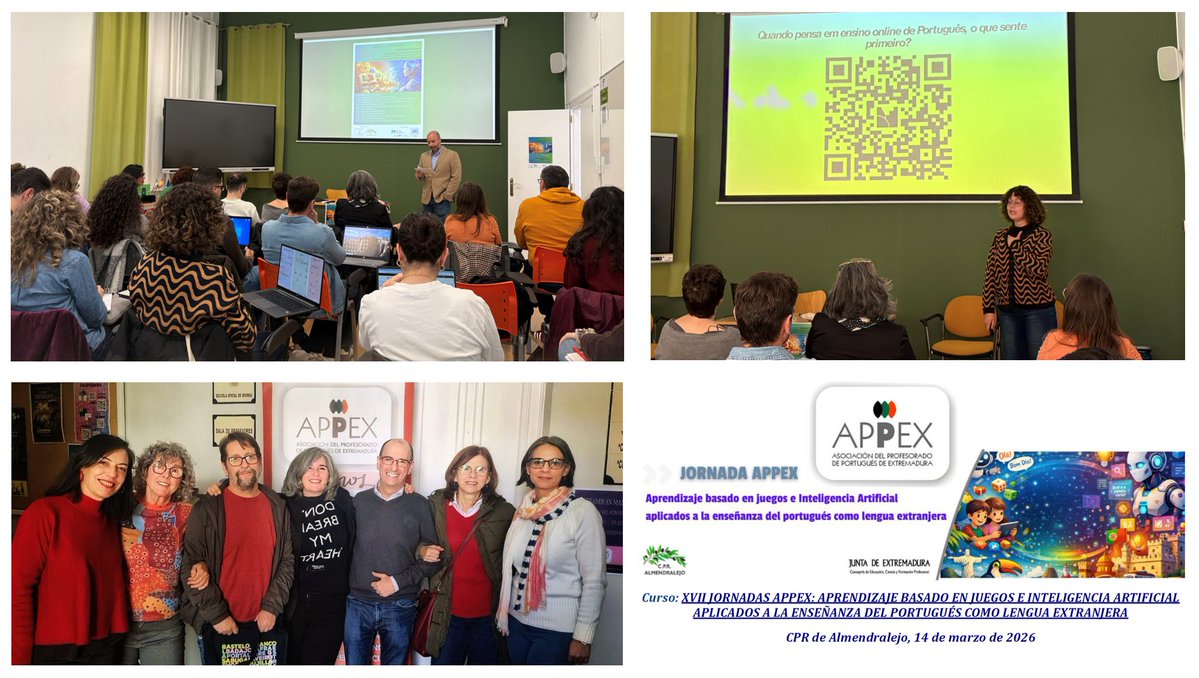 EUROREG_EUROACE's tweet image. Foi realizada no @CPRAlmendralejo a XVII edição das Jornadas da Associação de Professores de Português da Extremadura #APPEX, com um curso centrado na utilização de jogos e Inteligência Artificial para a aprendizagem da língua portuguesa 🇵🇹 🇧🇷🇦🇴🇲🇿🇹🇱🇨🇻🇸🇹
👇euro-ace.eu/pt/noticias/jo…