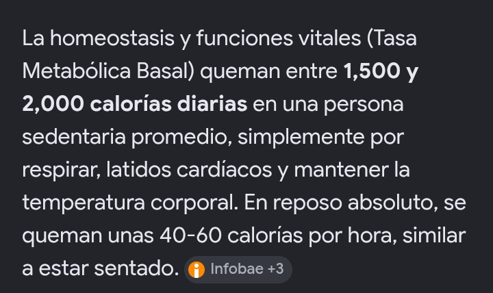 Que??
Yo dije debe quemar entre 5 y 10 cals y me sale con esto!?? 
Te amo homeostasis 🖤