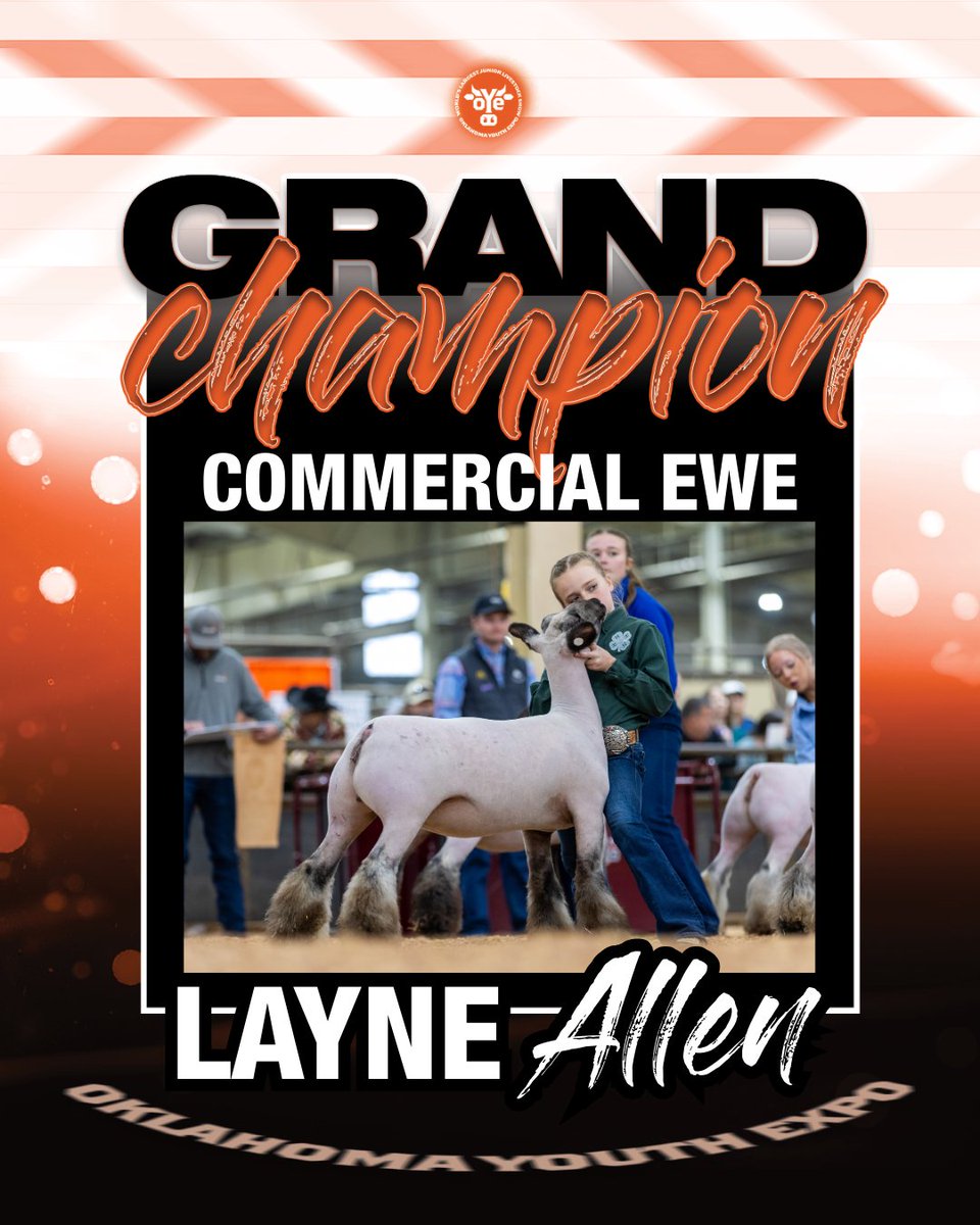Congratulations to Layne Allen, your Supreme Champion Commercial Ewe exhibitor! 👑