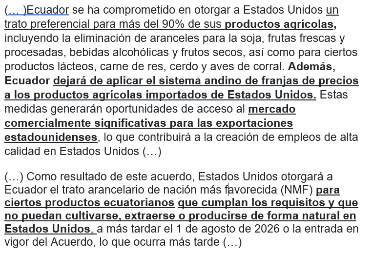 Por qué el Acuerdo de Comercio Recíproco (TLC) con Estados Unidos es lesivo? Esto es lo que dice un comunicado de la Oficina del Representante Comercial de los Estados Unidos (el resaltado es nuestro): 🧵1/2