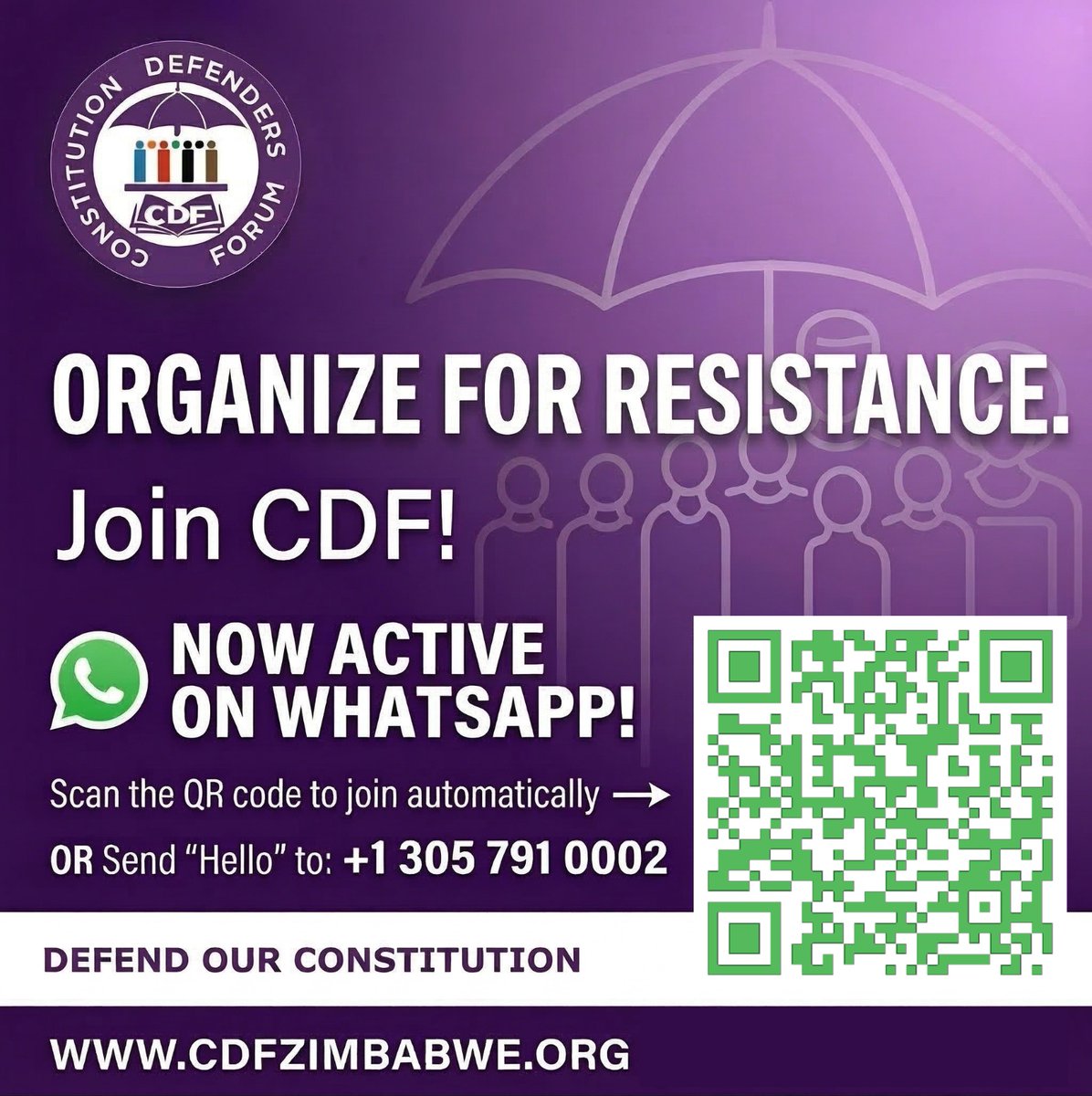 You can now join CDF via Whatsapp. Send "Hello" to +13057910002 or  follow wa.me/13057910002?te…. You can also send a message to Parliament via our platform even if you are not a member. Let's do this!!! Currently only English is supported, we will add more languages soon