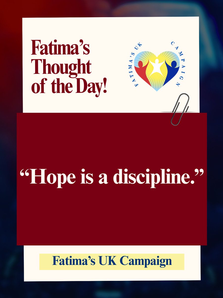 FatimaWh1tbread's tweet image. Fatima’s Thought of the Day: “Hope is a discipline.”

Today’s Thought:
Hope is not passive. It is a daily decision to believe in better outcomes.

#FatimasUKCampaign #FatimaWhitbread #HopeInAction #CareLeaversMatter #ChooseHope