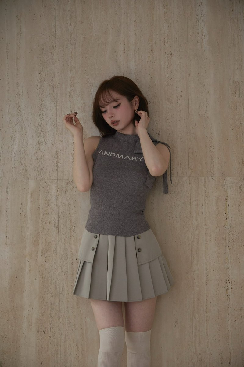Mary logo ribbon tank color gray/navy ¥8,800-tax in さらりとした