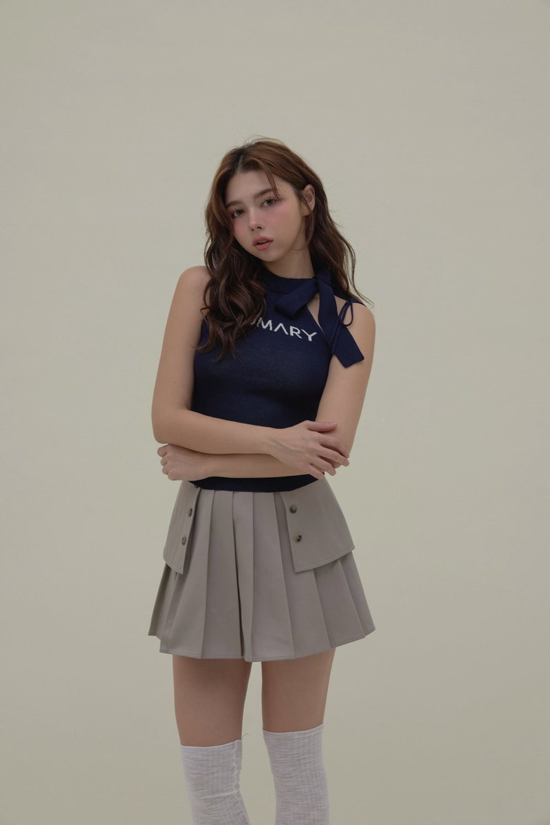 Mary logo ribbon tank color gray/navy ¥8,800-tax in さらりとした