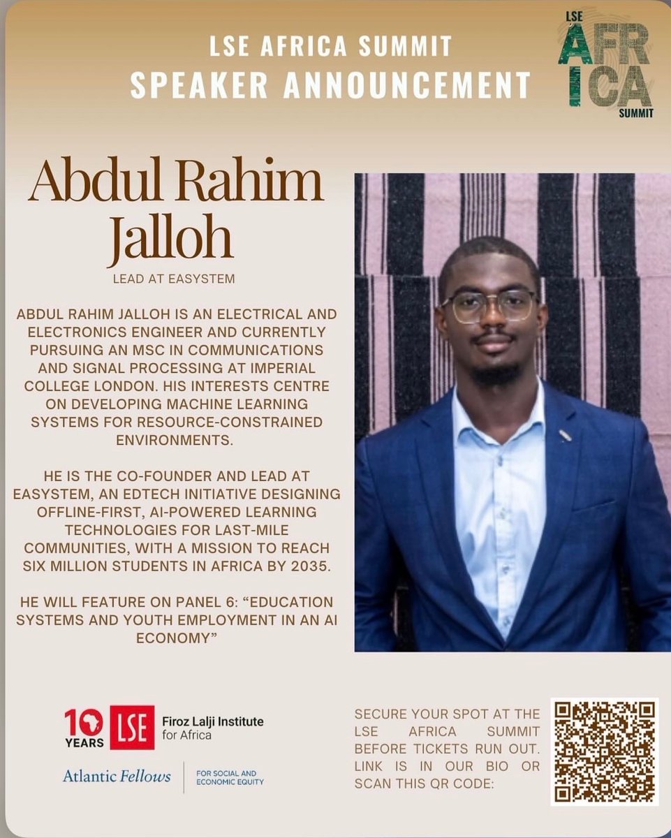 easySTEMsl's tweet photo. Our co-founder Abdul Rahim Jalloh will be joining the LSE Africa Summit 2026 to speak on Education Systems and Youth Employment in an AI Economy. https://t.co/WRauaAOau2