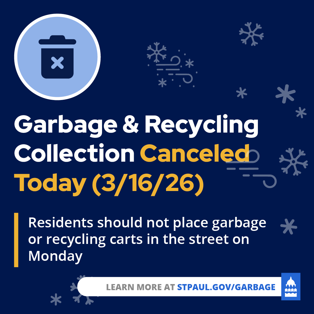 Garbage and recycling collection is CANCELED TODAY 3/16/26. If you have ...