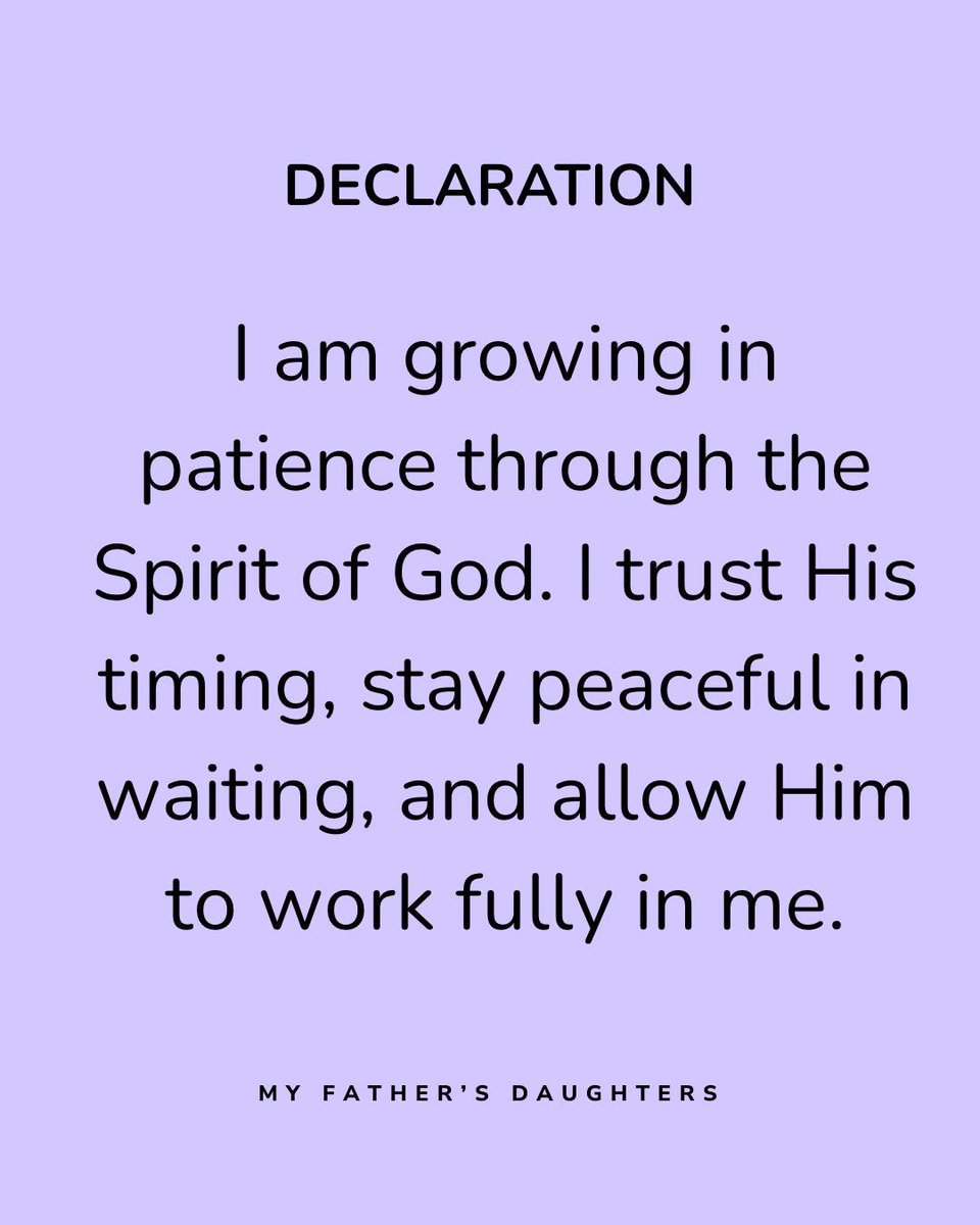 MFDaughters's tweet photo. Patience protects destiny.
Many people didn’t lose because God said no they lost because they couldn’t wait.

#PracticingPatience #FruitOfTheSpirit #MyFathersdaughters #FaithJourney #TrustGodsTiming #SpiritualGrowth #DaughtersOfGod https://t.co/mfFDr2eWLN