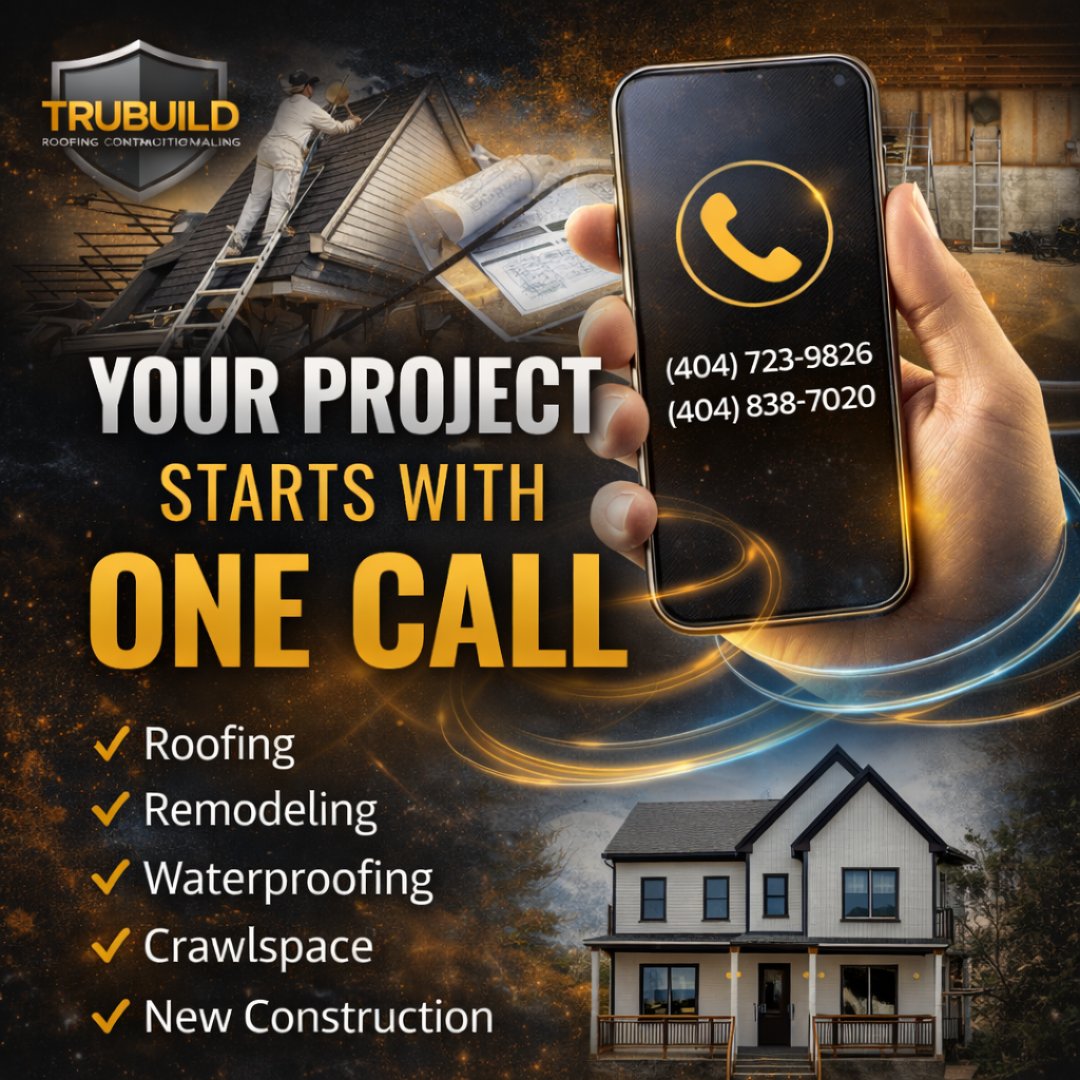 trubuildroofing's tweet image. The first step toward better spaces is connecting with the right team.

Construction company in Georgia, (404) 723-9826      (404) 838-7020 #HomeProjects #BuildWithConfidence #TruBuild