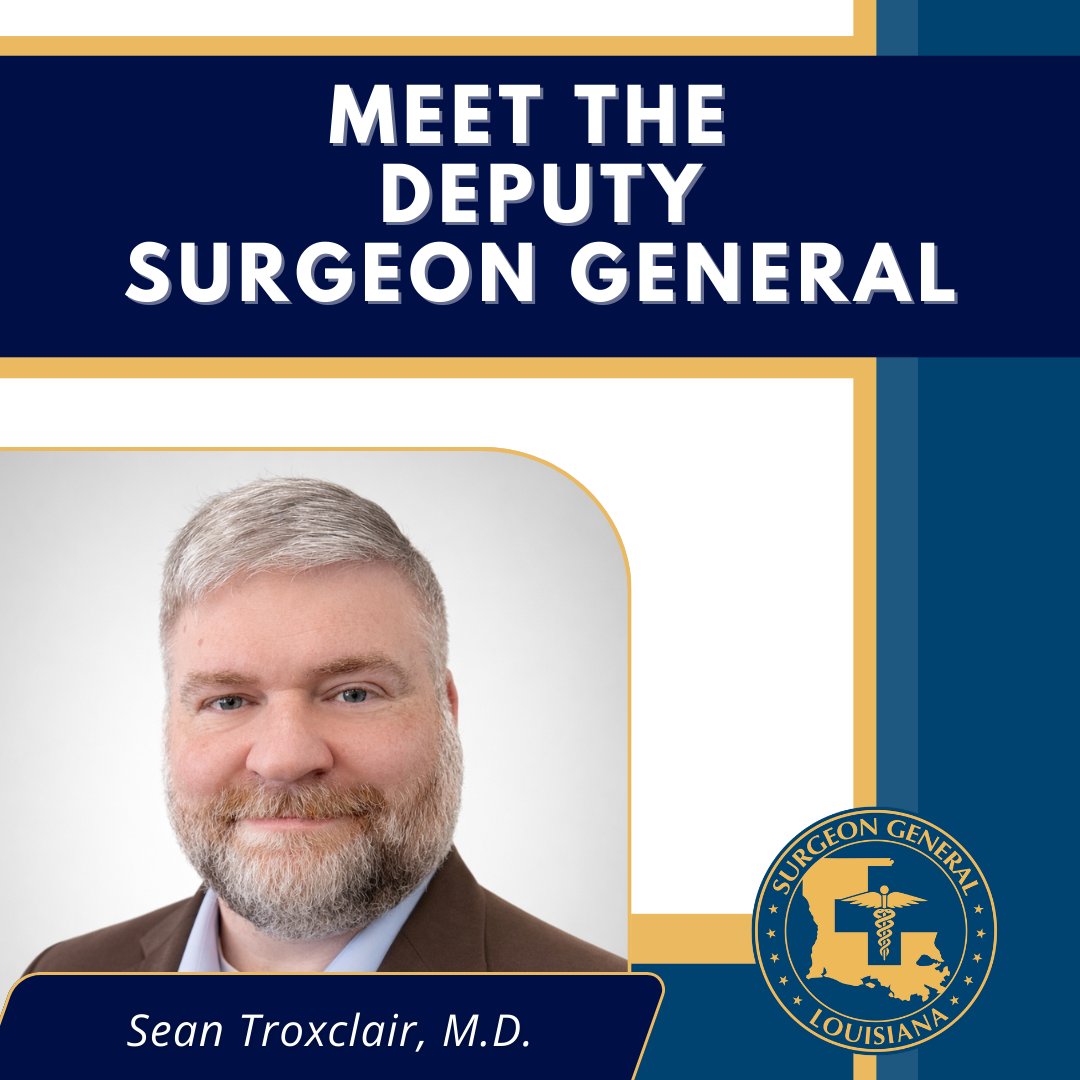 la_surgeon's tweet photo. The Louisiana Office of the Surgeon General is proud to welcome Dr. Sean Troxclair as Deputy Surgeon General. Dr. Troxclair brings a strong commitment to championing informed consent, the doctor-patient relationship, and whole-person health. https://t.co/E85k6TmIFj