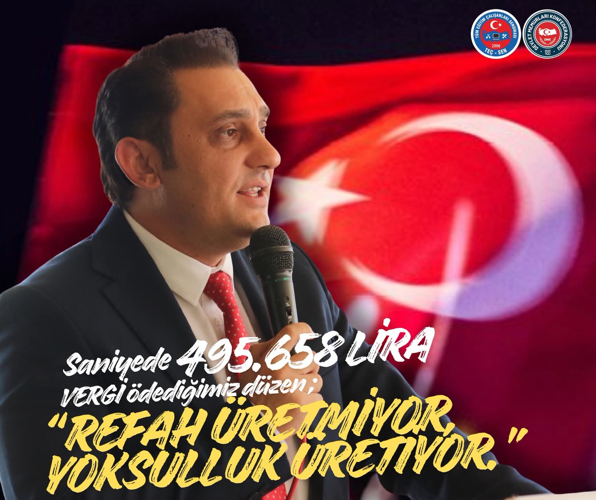 “Saniyede 495.658 lira vergi ödeyen bir milletin emeklisi, çalışanı açlık sınırı altında, memuru açlık sınırı çeperinde yaşayamaz!”

Kıymetli kardeşlerim!

Değerli emekçiler, memurlar, emekliler!

Bugün buradan bir gerçeği yüksek sesle söylüyoruz: Bu ülkede vatandaş saniyede 495
