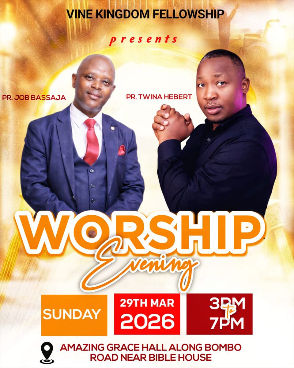Ladies and gentlemen,
The Vine Fellowship is happening on the 29th of March, 2026. 
It keeps getting bigger and better. 
Come let’s end this month under the presence of God. It’s gonna be an evening of worship and all is set. 
Come with a friend, a sister, anyone, everyone is