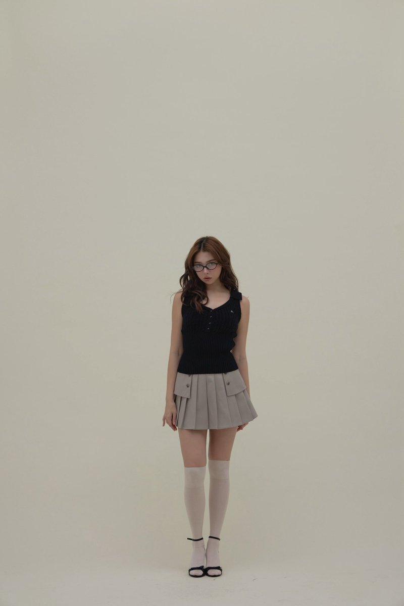 Wrenley cable tops color pink/black ¥8,800-tax in 折り返し襟の