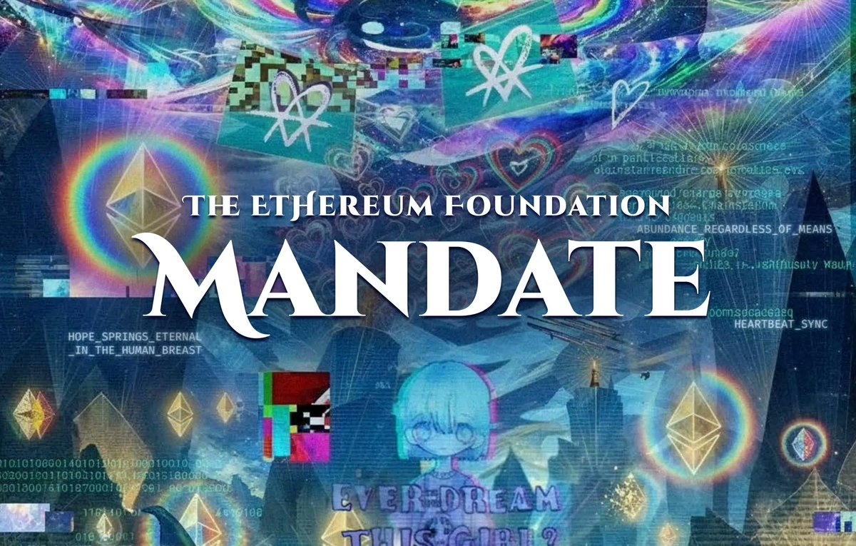 milkroaddaily's tweet photo. The crypto community is losing its mind over a 38-page document. But they're missing the actual story.

The Ethereum Foundation just published their Mandate - a formal statement of identity for one of the most important protocols in crypto.

Everyone's dunking on the length. "Should've been three pages." Fair. 38 pages is a lot.

But its release is still a net good.

Ethereum used to run on vibes and shared understanding. No formal mission. No written identity. Just a loose consensus among contributors that kept drifting depending on who was loudest that week.

That was fine when Ethereum was small.

It doesn't work when you're the second-largest blockchain by market cap with $50B+ in DeFi sitting on top of you.

The community's reaction itself proves the point.

When you don't define what you are, everyone fills the vacuum with their own version. You get competing camps pulling Ethereum in different directions:

- The money crowd
- The decentralization crowd
- The World Computer crowd
- The ultrasound money crowd

The EF picking an identity means someone finally has to say: this is what we're optimizing for.

That's not a small thing.

CROPS is getting flagged as the core priority actually matters (censorship resistant, open source, private, and secure).

It points toward credible neutrality and censorship resistance as what the EF believes makes Ethereum irreplaceable - not speed, not fees, not UX.

Is the document perfect? No.

The "infinity garden" and "next thousand years" framing made people groan. Reasonably so.

But the alternative - the EF staying silent while everyone argues about what Ethereum is - was clearly worse.

A 38-page mandate is better than no mandate.