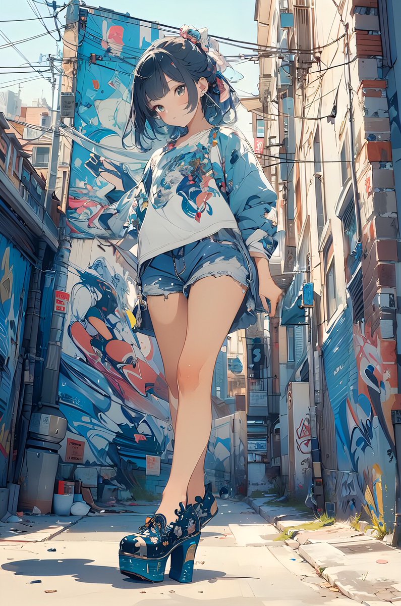 ちょっとだけ自信を履いて、路地裏からこんにちは。まだ“ほんとに大丈夫かな？”って顔はしてるけど、投稿できるようになったかな？って感じで出てきました。
#創作 #オリジナル