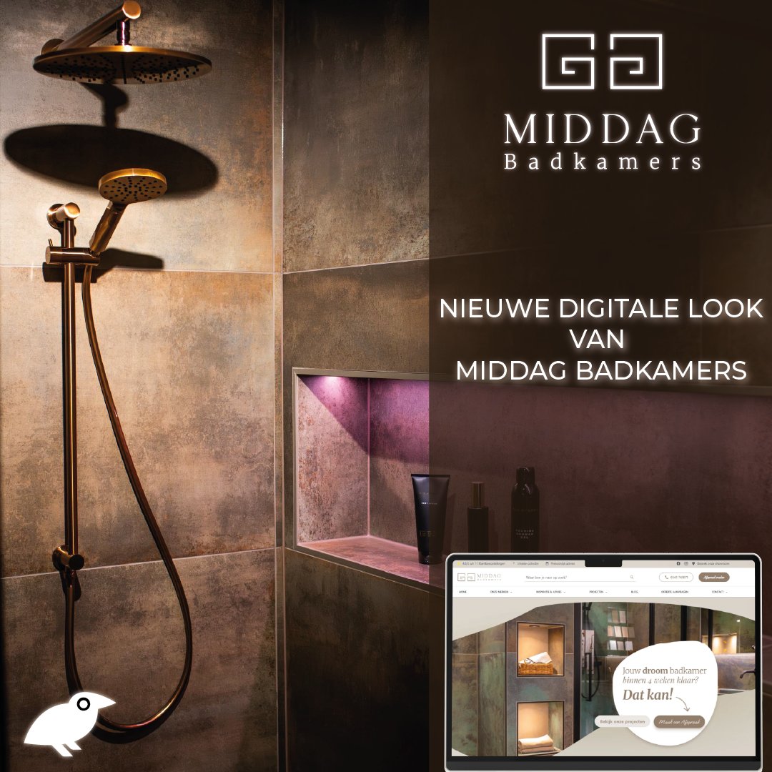 BlueBirdMedia's tweet photo. Vakmanschap verdient een digitaal podium. 🛠️✨

Trots op de nieuwe website voor Middag Badkamers. We hebben de luxe van hun sanitair vertaald naar een strak online design. 💻🛁

Bekijk het resultaat hier: https://t.co/9kWy54T7pX https://t.co/FKiR7VpNFx