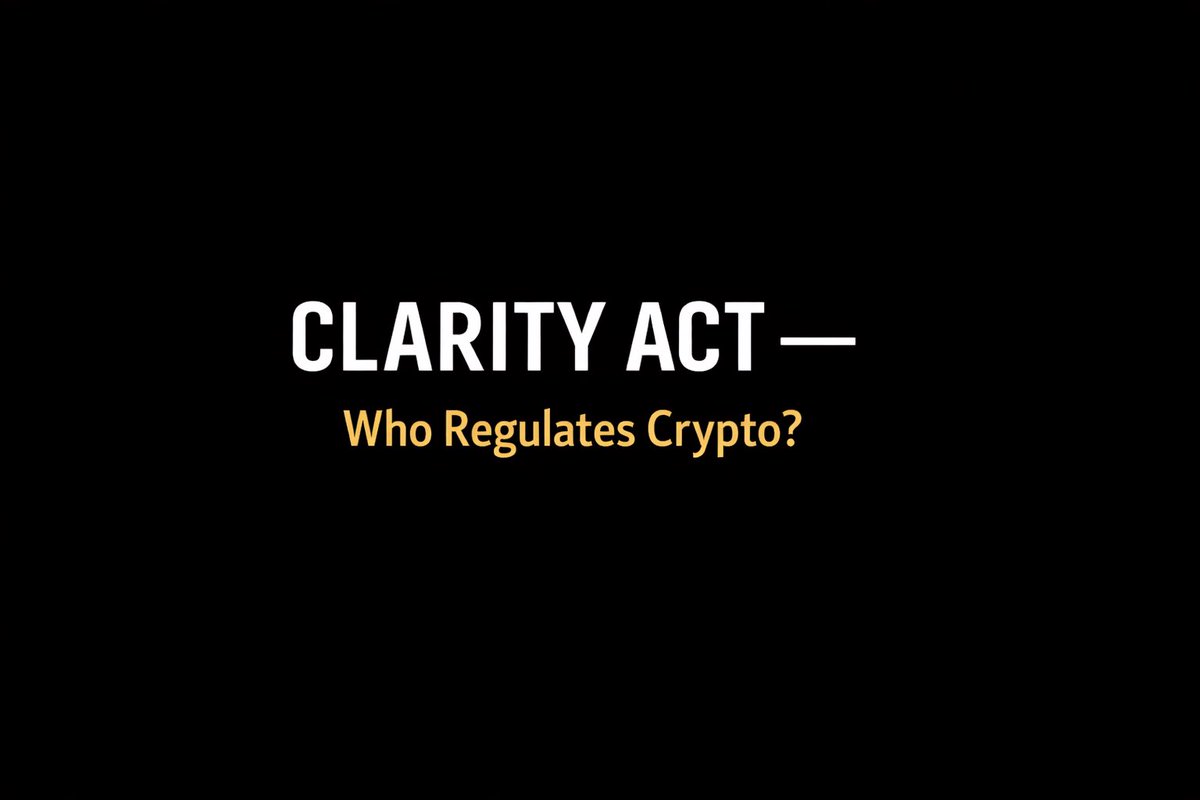 The Digital Asset Market Structure CLARITY Act aims to finally define who regulates what in U.S. crypto markets.

• SEC → security-like tokens
• CFTC → decentralized digital commodities

Issuers would register with the SEC if a token qualifies as a security, while trading