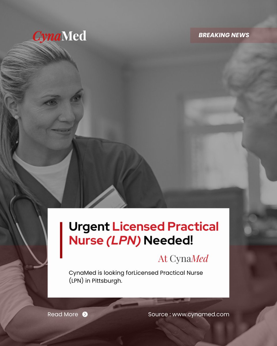 CynaMed's tweet photo. 🚨 URGENT: LPNs NEEDED IN PITTSBURGH! 🚨

CynaMed is hiring compassionate LPNs for local facilities. 

✔️ Bedside care  
✔️ Wound treatments  
✔️ IV management  

Make a difference! 📞 Apply today!

#LPNJobs #LicensedPracticalNurse #PittsburghHealthcare #NowHiring #NursingCareers https://t.co/0c6kQjmnLO