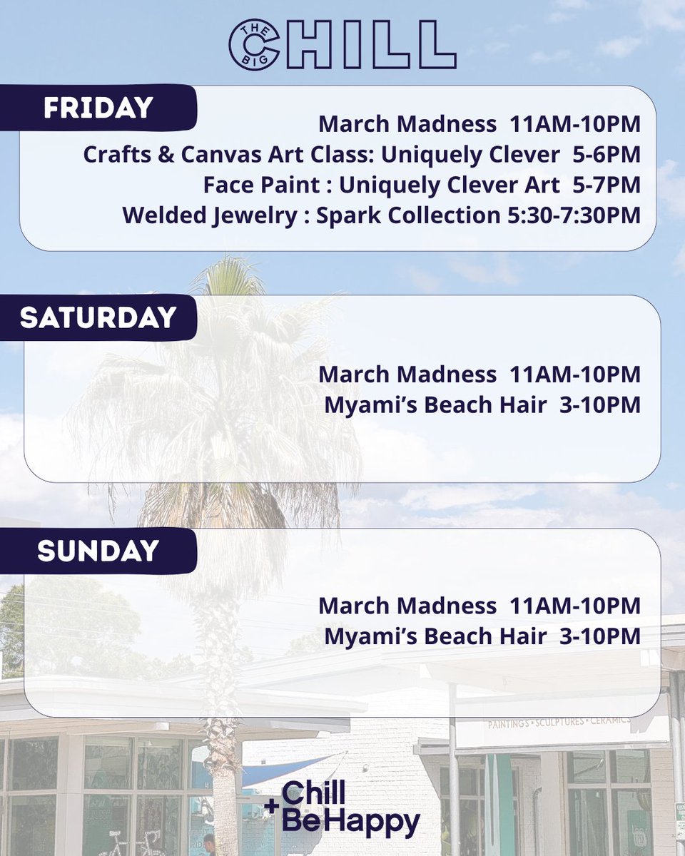 We have a week full of March Madness, pop-ups, and another animal encounter this week! 🏀🐍☀️come chill with us!

#thebigchill30a #30a #30alife #kidfriendly #familyevents #30aevents #marchmadness #popupevent #animalencounter #southwalton #30avaca #30aspringbreak