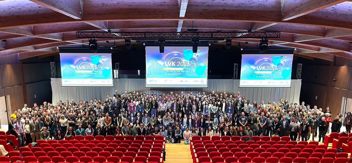 ego_virgo's tweet photo. Last week over 400 scientists of the LIGO - Virgo - KAGRA Collaboration met in Pisa, Italy for the LVK Meeting, the biannual gathering of the global community studying gravitational waves 🌟🌍 https://t.co/oaqnosGbGf