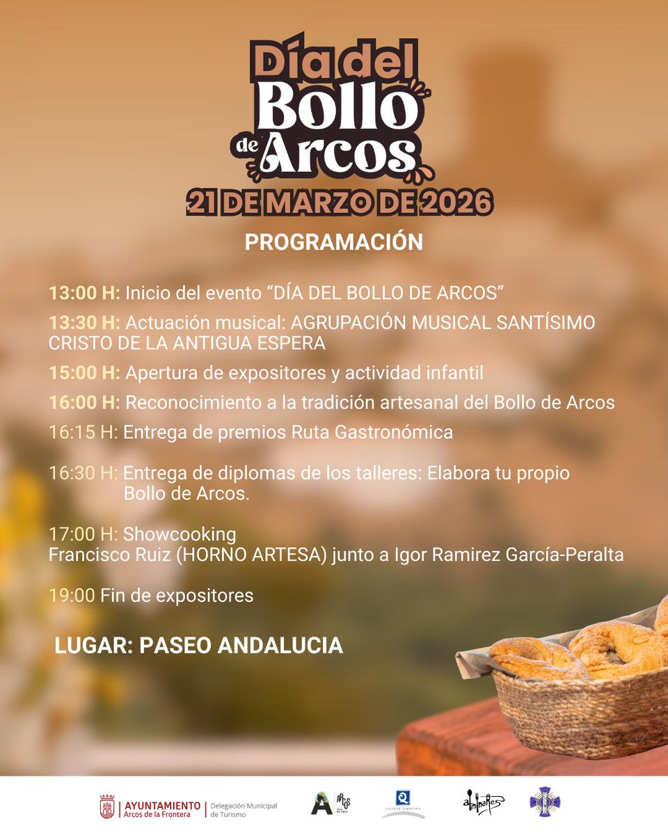 TurismodeArcos's tweet photo. ¡¡¡ El 21 de marzo celebramos el Día del Bollo de Arcos !!! 
     ¡¡¡¡ No faltes !!! https://t.co/PbM3HOAVno