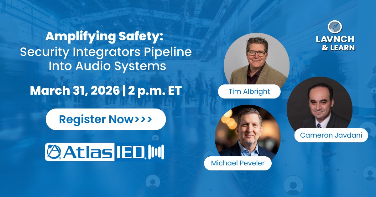 rAVePubs's tweet image. Modern #masscommunication systems now integrate with #surveillance, access control, #VoIP and building systems to support coordinated safety strategies.

Join #rAVe &amp;amp; @Atlas_IED on March 31 to learn how integrators are designing these platforms: lavnch.com/lavnch-and-lea…

#AVtweeps