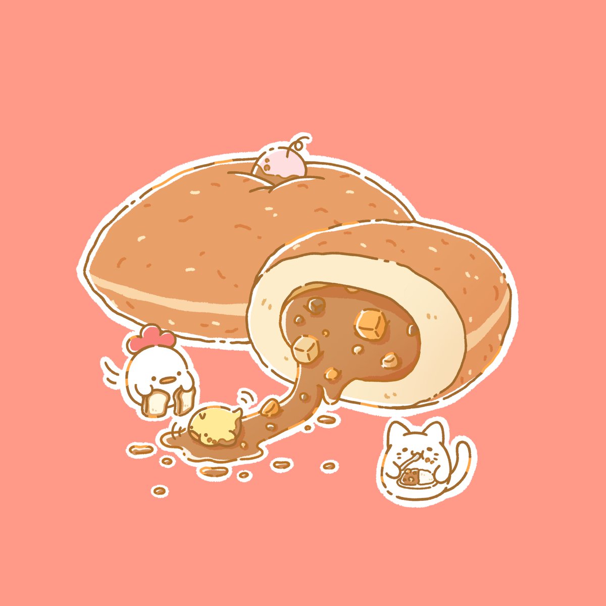 iyuhayu's tweet photo. カレーパンを発見！！🍛🥐🐓

#ゆるいイラスト https://t.co/Ee7sqD4Wnj