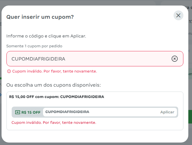joseneves1235's tweet photo. @magalu Cara Lu, seu site informa que o cupom SE APLICA ao item do anúncio. A página do pedido informa até QUAL é o cupom disponível. Quando clicamos em "Aplicar", o site informa que o cupom NÃO é válido. Afinal, o cupom é válido ou não é? https://t.co/pL9Qh80JBA