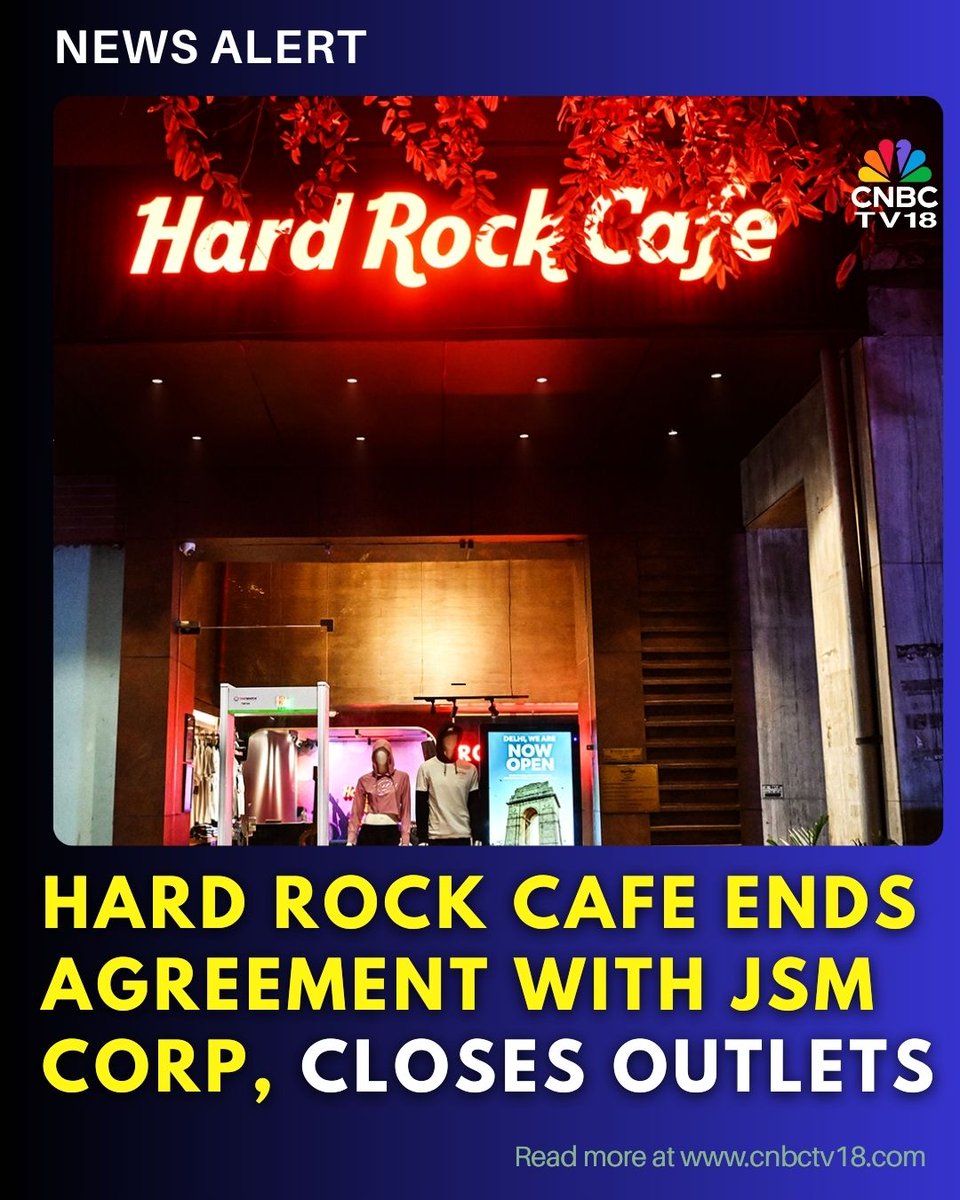CNBCTV18News's tweet photo. #HardRockInternational terminates franchise agreements with #JSMCorporation, closing Hard Rock Cafes and Rock Shops in 10 Indian locations.
The Hard Rock Hotel in Goa remains unaffected.
📸 HardRockNewDelhi/FB | #HardRock #HardRockCafe #HRC
Read: https://t.co/AWbHlinf5r https://t.co/mW5AfSWeLd