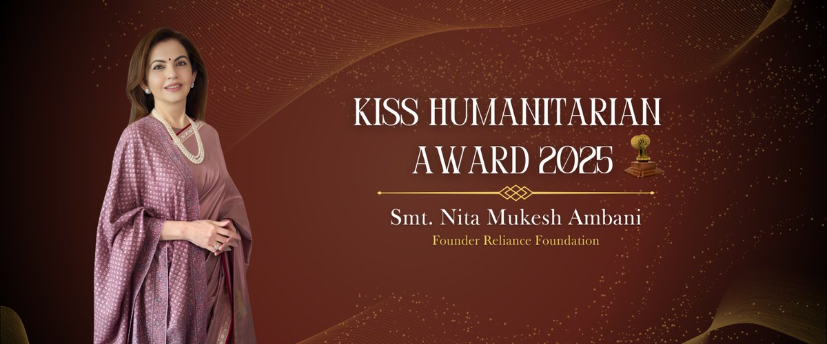 dipalibal's tweet photo. KISS परिवार के लिए आज का दिन अत्यंत गर्व का है। #KISSHumanitarianAward से सम्मानित Smt. Nita Ambani का समाज के प्रति समर्पण सच में प्रेरणादायक है।
@KISSFoundation @achyuta_samanta https://t.co/kyrWnIN8Cl