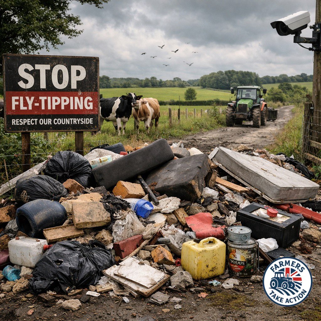 🚮 Fly-tipping isn’t just an eyesore — it’s a serious problem for farmers.

Across the UK, tonnes of rubbish are dumped in gateways, fields and farm tracks every year. Farmers are often the ones left to deal with it, paying to clear waste they didn’t create.

But it’s more than