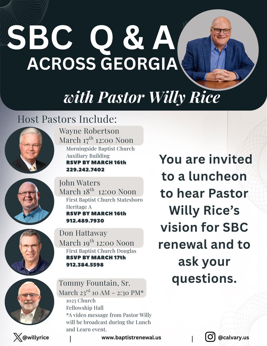 Headed to Shiloh Association in Plant City this morning and then look forward to seeing many Georgia Baptist friends throughout the week.