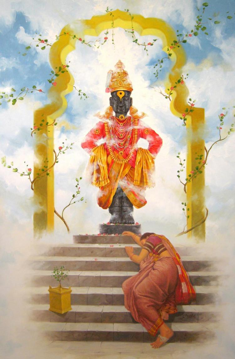 MarathiPrasar's tweet photo. विठ्ठलाच्या मूर्तीसमोर उभं राहिलं की प्रथमदर्शनी वाटतं—देवाने जणू डोळे मिटले आहेत. पण त्या शांत नेत्रांमध्ये एक गूढ रहस्य दडलेलं असतं. विठ्ठलाचे डोळे वरती नसून खाली वळलेले असतात, कारण तो आपल्या पायाशी असणाऱ्या भक्तांकडे प्रेमाने पाहत असतो. भक्तांच्या समर्पणातच त्याला दर्शन मिळतं, आणि म्हणूनच देवाचे डोळे मिटलेले नसून भक्तांच्या हृदयात उघडे असतात.